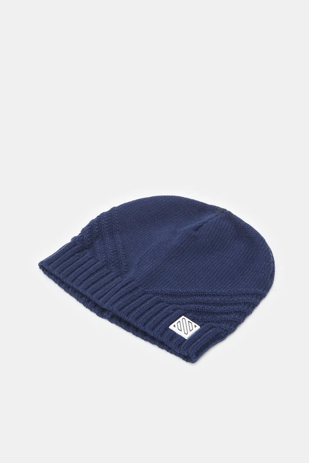 Men Navy And Grey Knitted Cap Set (Pack of 2)