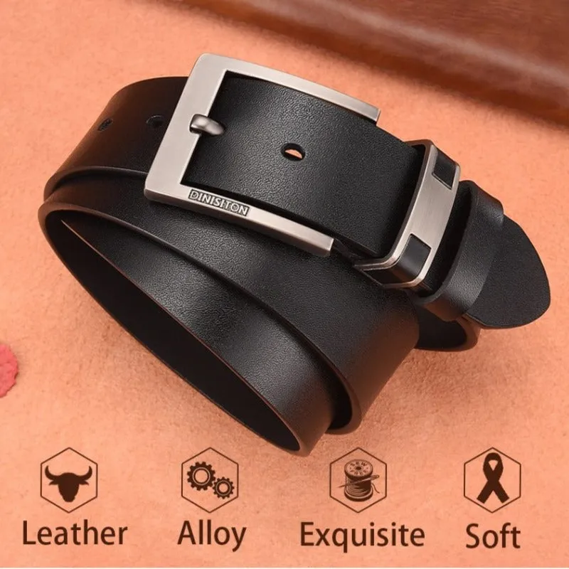 Men's Luxury Genuine Cow Leather Belt With Alloy Buckle