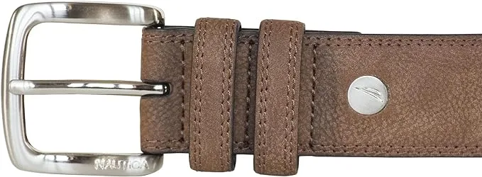 Nautica Men's Casual Padded Bold Fashion and Dress Leather Belt with Metal Buckle