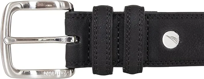 Nautica Men's Casual Padded Bold Fashion and Dress Leather Belt with Metal Buckle