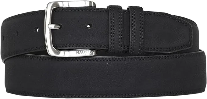 Nautica Men's Casual Padded Bold Fashion and Dress Leather Belt with Metal Buckle