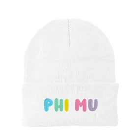 Phi Mu Bubble Embroidered Beanie - Phi Mu Pastel