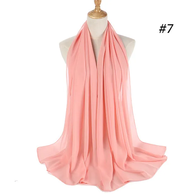 Plain bubble chiffon scarf hijab wrap solid color shawls and scarves