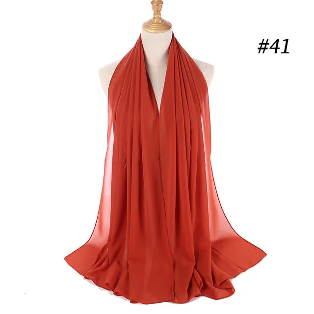 Plain bubble chiffon scarf hijab wrap solid color shawls and scarves