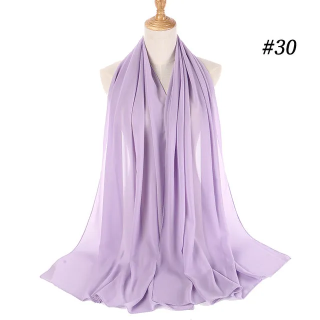 Plain bubble chiffon scarf hijab wrap solid color shawls and scarves