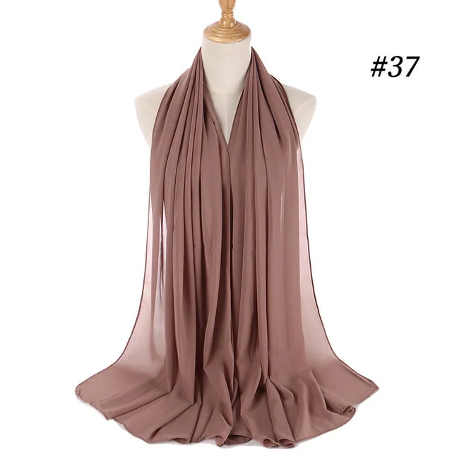 Plain bubble chiffon scarf hijab wrap solid color shawls and scarves