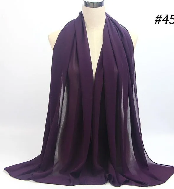 Plain bubble chiffon scarf hijab wrap solid color shawls and scarves