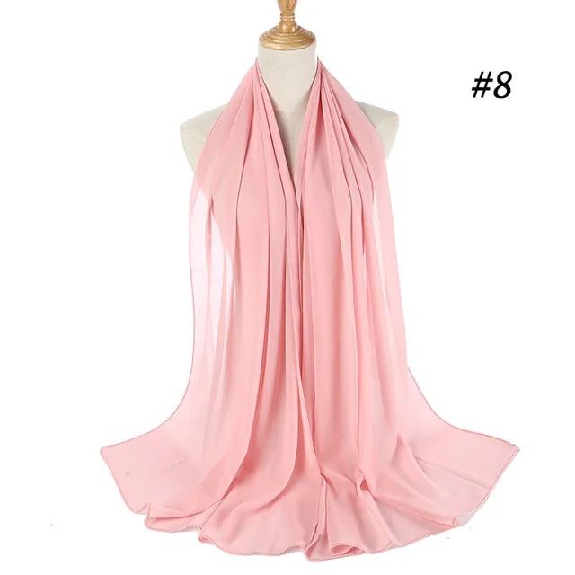 Plain bubble chiffon scarf hijab wrap solid color shawls and scarves