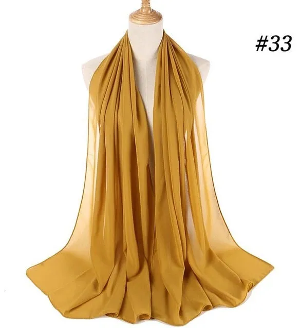 Plain bubble chiffon scarf hijab wrap solid color shawls and scarves