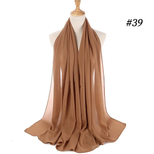 Plain bubble chiffon scarf hijab wrap solid color shawls and scarves