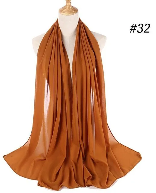 Plain bubble chiffon scarf hijab wrap solid color shawls and scarves