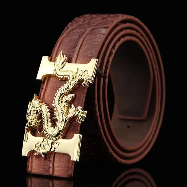 Shape Belt Casual Dragon Buckle Reversible  Leather Synthetic