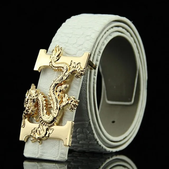 Shape Belt Casual Dragon Buckle Reversible  Leather Synthetic