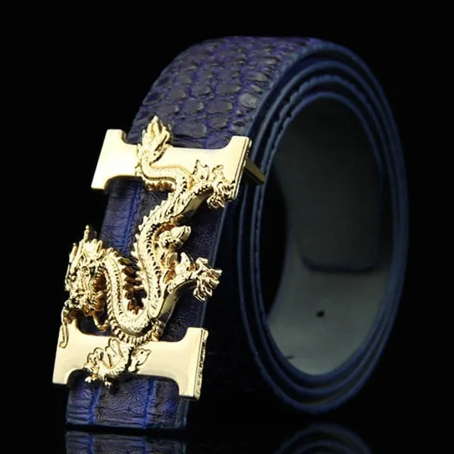 Shape Belt Casual Dragon Buckle Reversible  Leather Synthetic