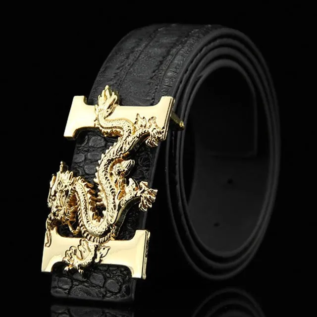 Shape Belt Casual Dragon Buckle Reversible  Leather Synthetic