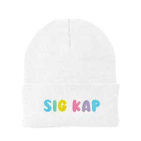 Sigma Kappa Bubble Embroidered Beanie - Sig Kap Pastel