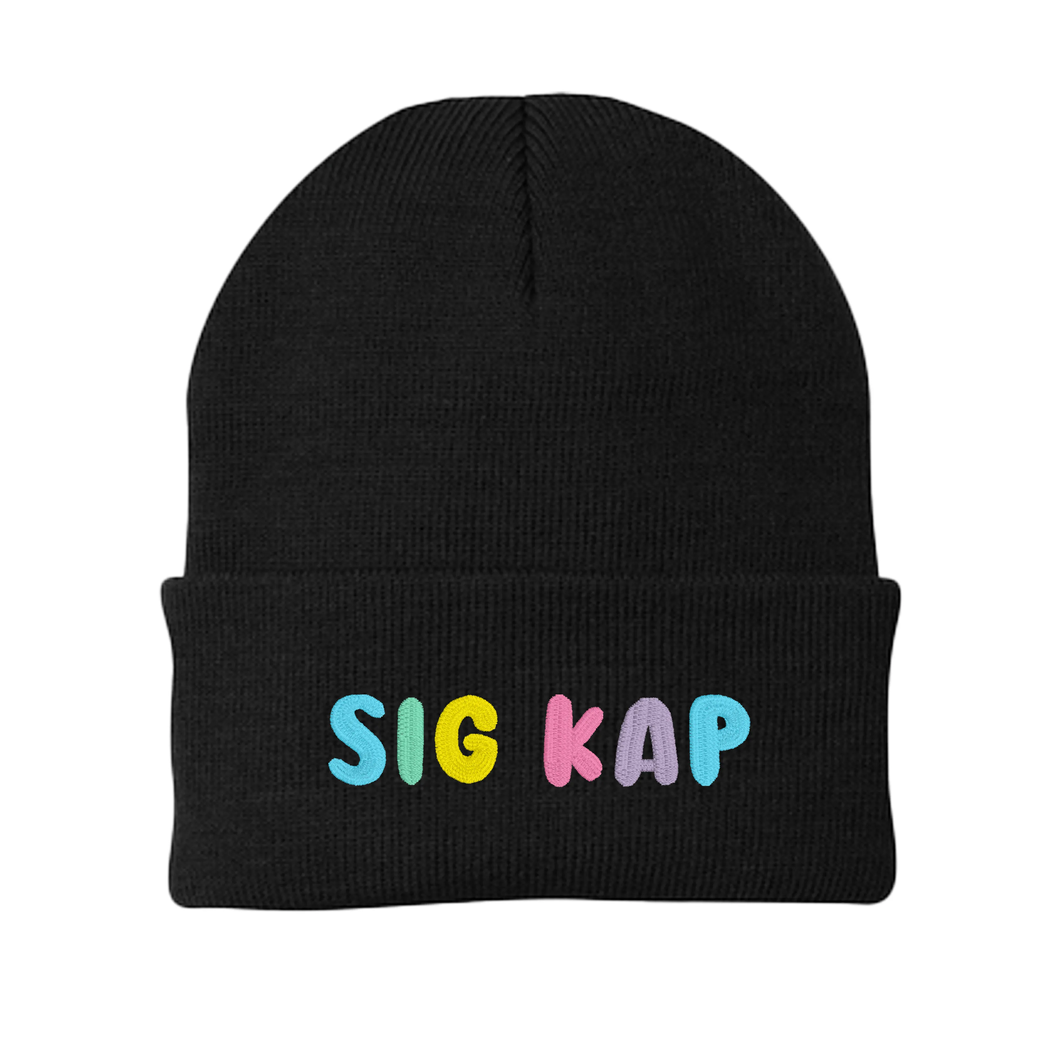 Sigma Kappa Bubble Embroidered Beanie - Sig Kap Pastel