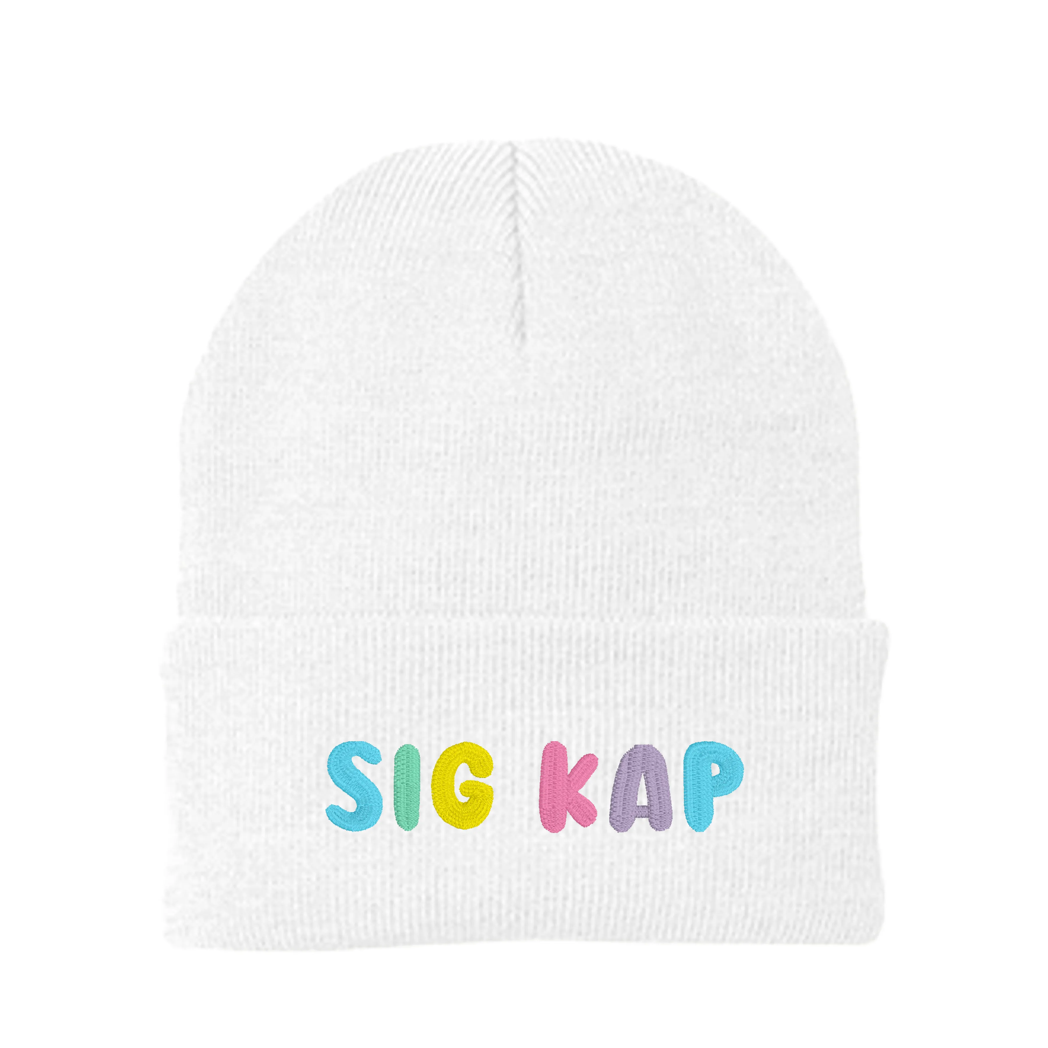 Sigma Kappa Bubble Embroidered Beanie - Sig Kap Pastel