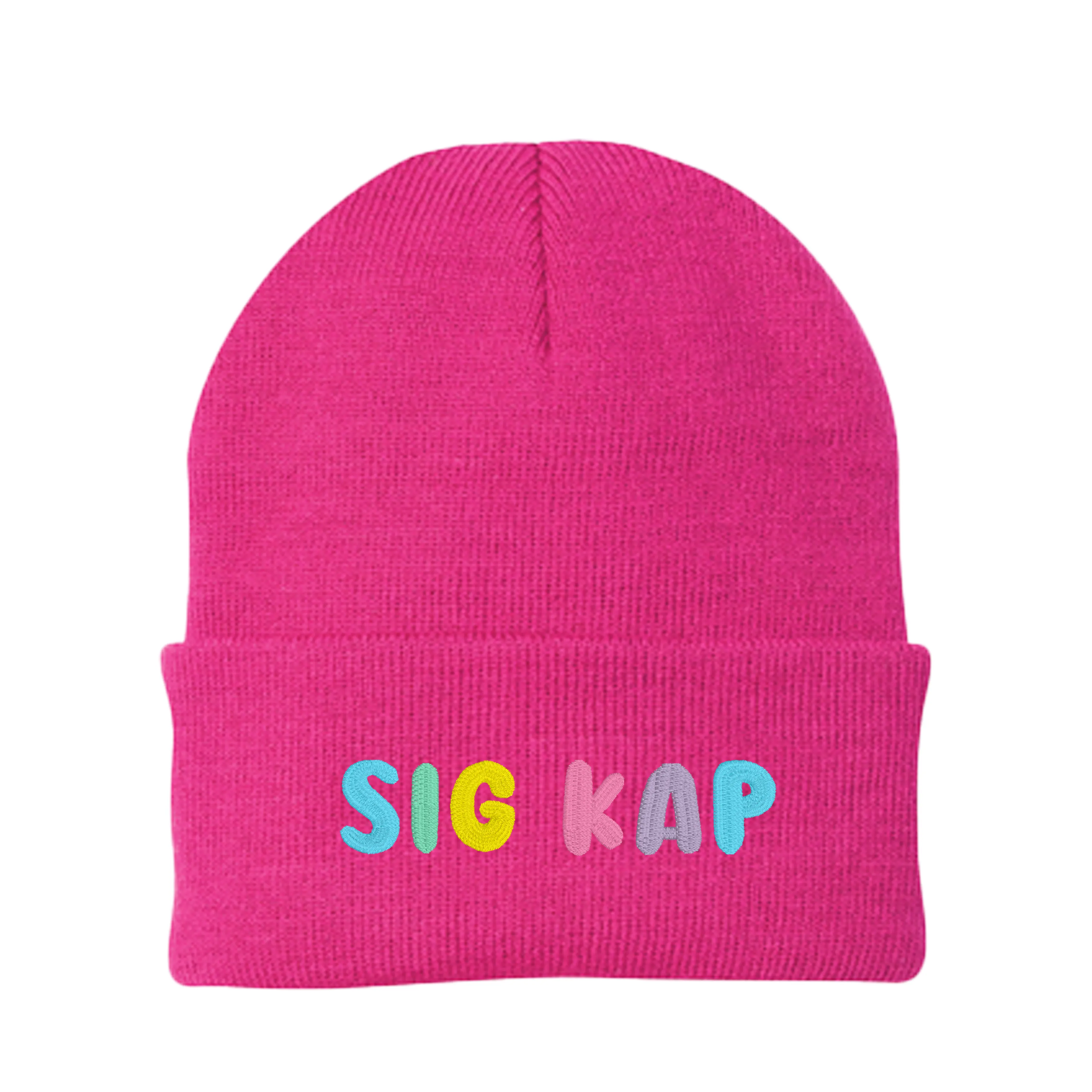 Sigma Kappa Bubble Embroidered Beanie - Sig Kap Pastel