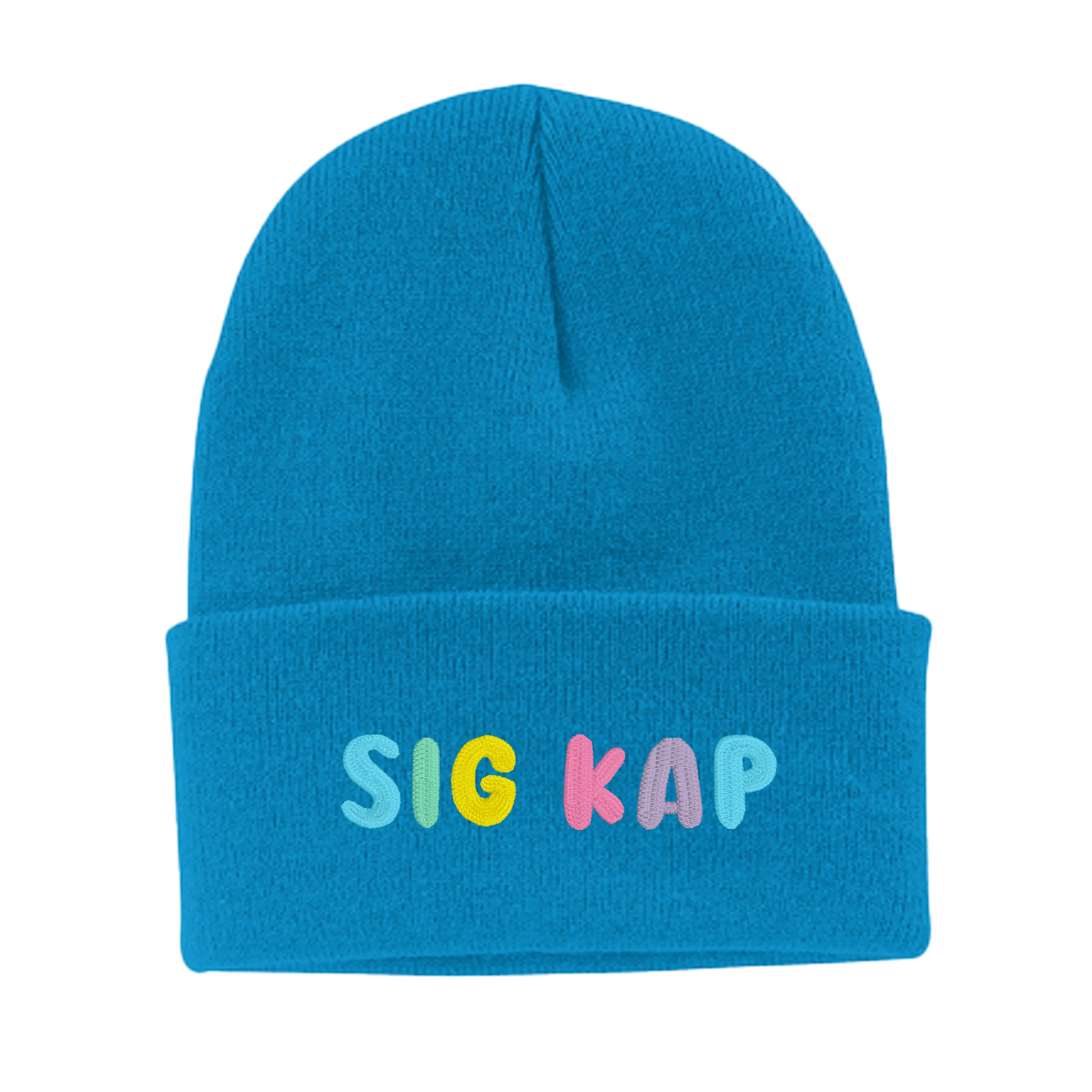 Sigma Kappa Bubble Embroidered Beanie - Sig Kap Pastel