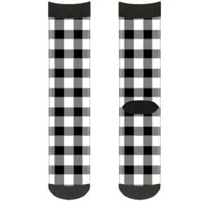 Sock Pair - Polyester - Buffalo Plaid Black White - CREW