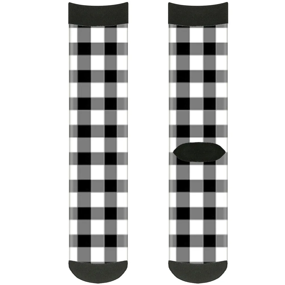 Sock Pair - Polyester - Buffalo Plaid Black White - CREW