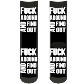 Sock Pair - Polyester - FAFO FUCK AROUND AND FIND OUT Bold Black White - CREW