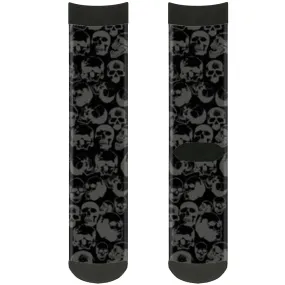 Sock Pair - Polyester - Skull Pile Black Gray - CREW