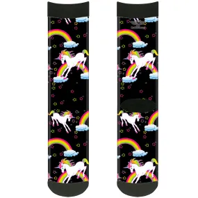 Sock Pair - Polyester - Unicorns/Rainbows/Stars Black - CREW