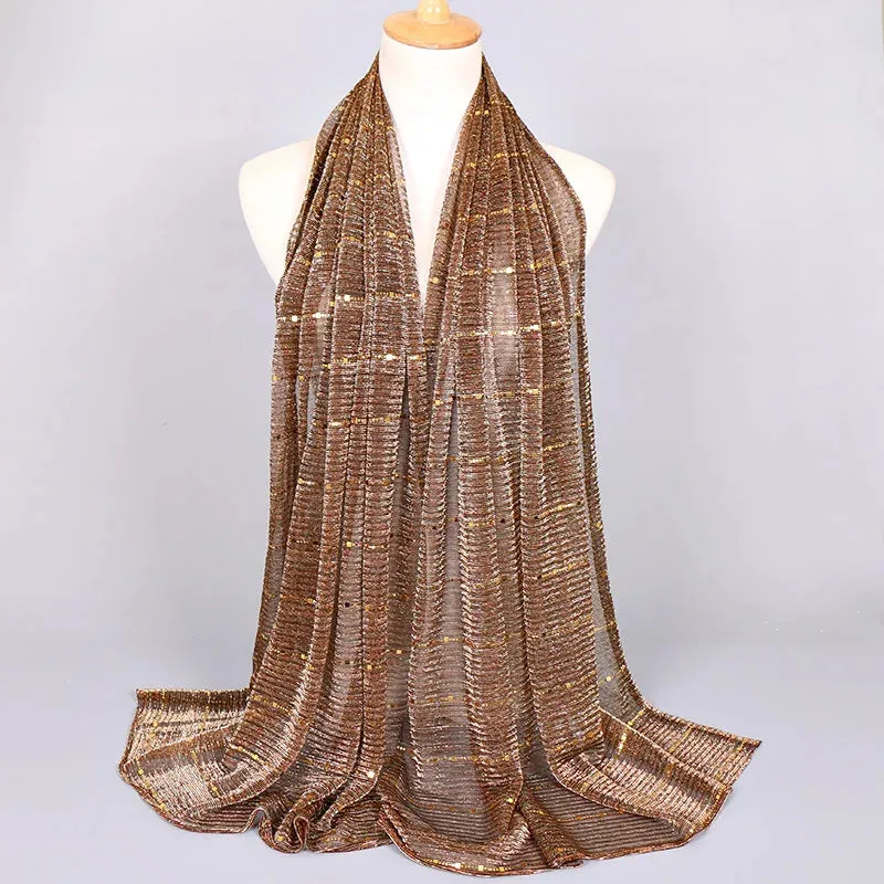 Solid Color Glitter Gold Hijab Scarf