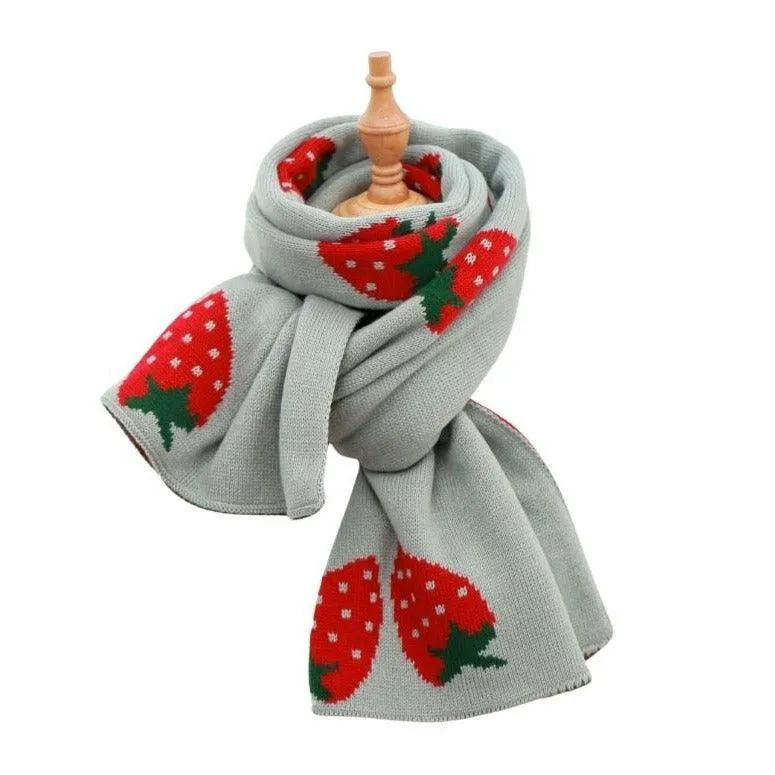 Strawberry Korean Style Autumn Winter Women's Scarf Scarves Long Big Soft Outdoor Warm Print Outdoor Shawl Wrap Fruit Food