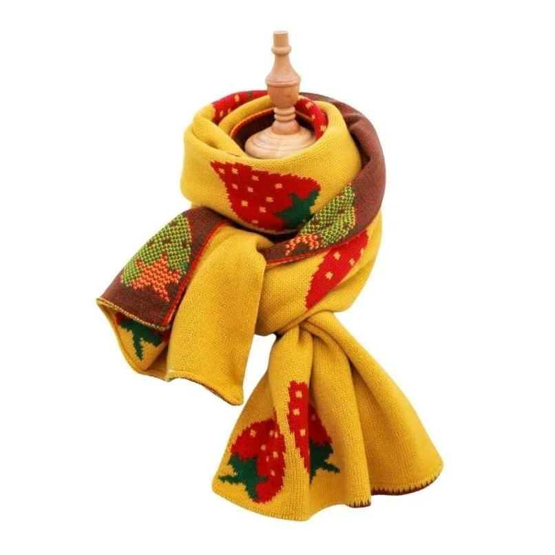 Strawberry Korean Style Autumn Winter Women's Scarf Scarves Long Big Soft Outdoor Warm Print Outdoor Shawl Wrap Fruit Food