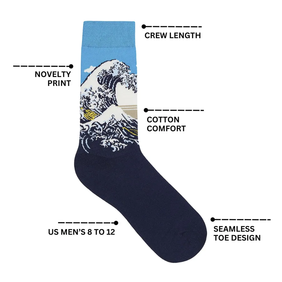 The Great Wave Off Kanagawa Printed Crew Length Socks