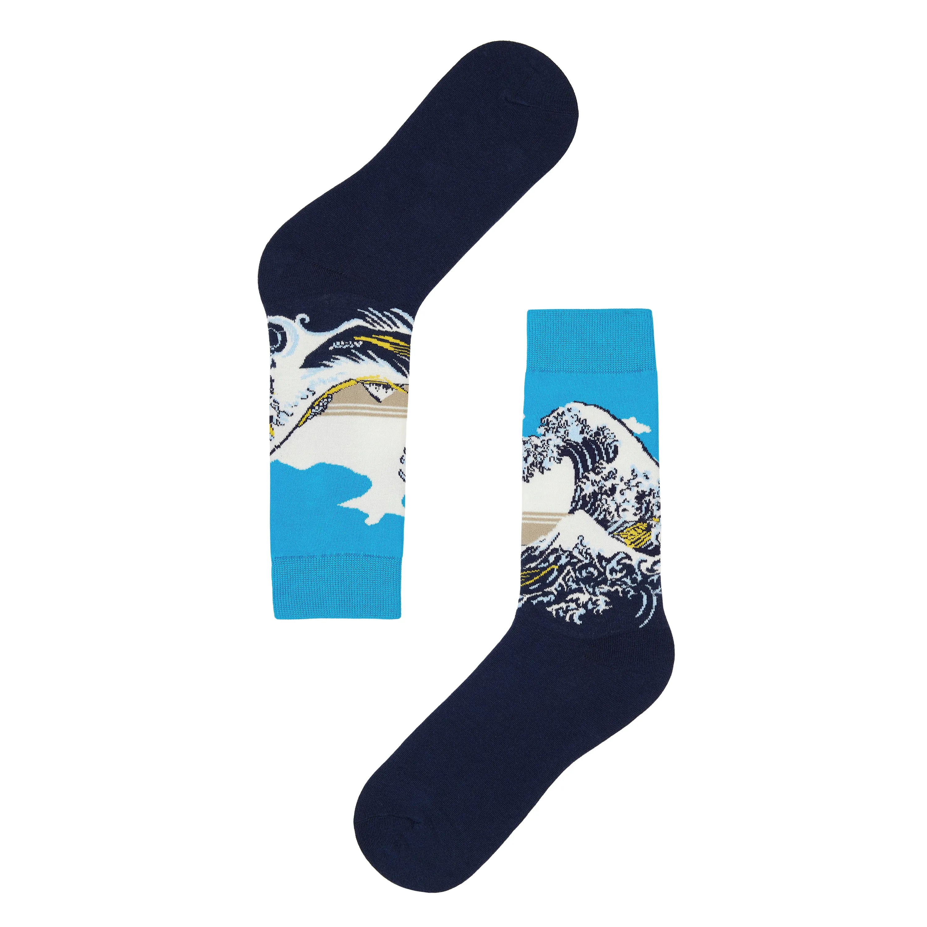 The Great Wave Off Kanagawa Printed Crew Length Socks