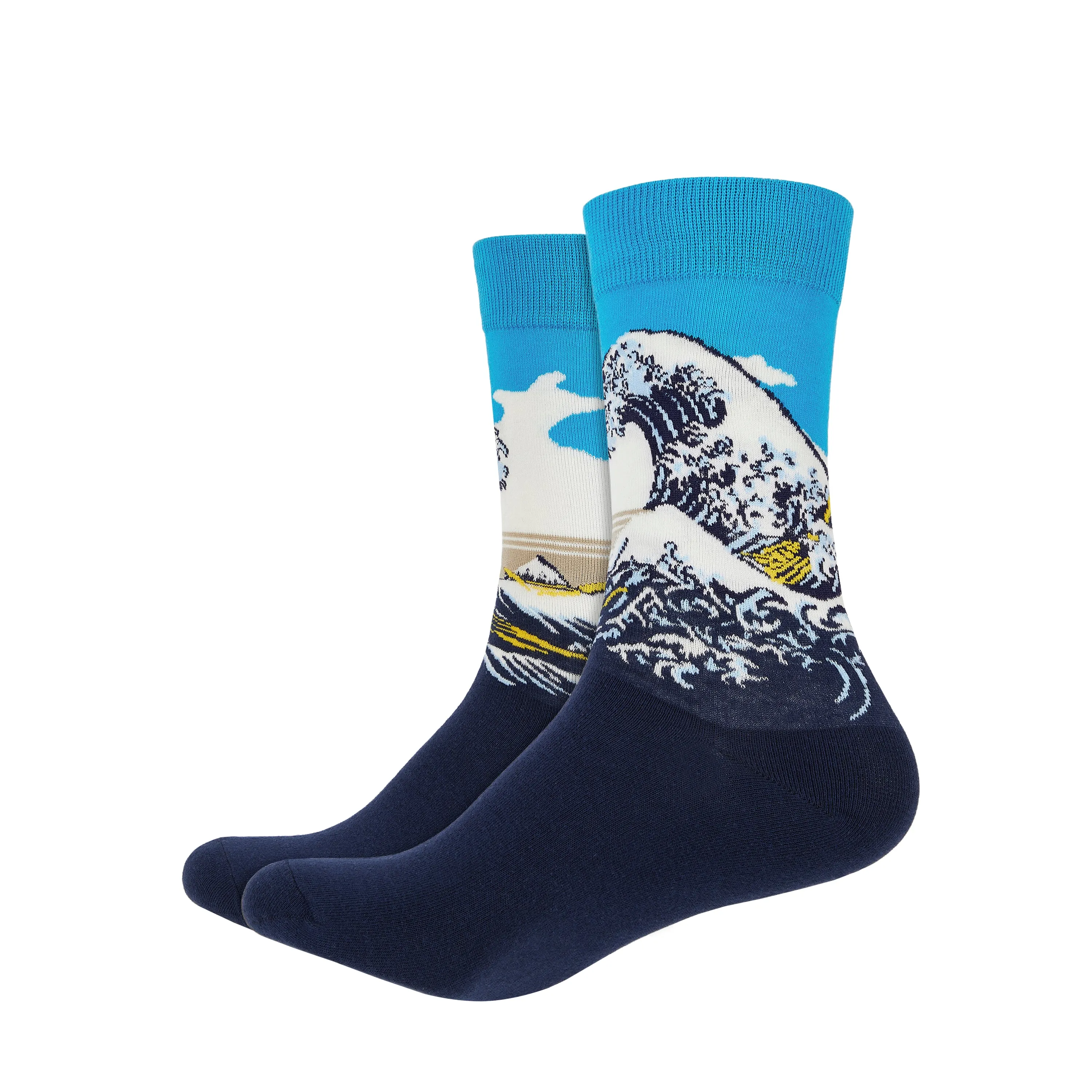 The Great Wave Off Kanagawa Printed Crew Length Socks