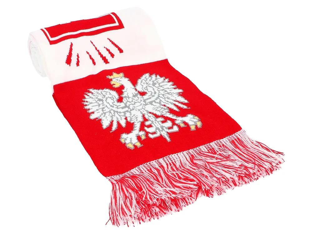 Thick Double-sided Knitted Polska Poland Soccer Scarf, Polska Bialo-Czerwoni