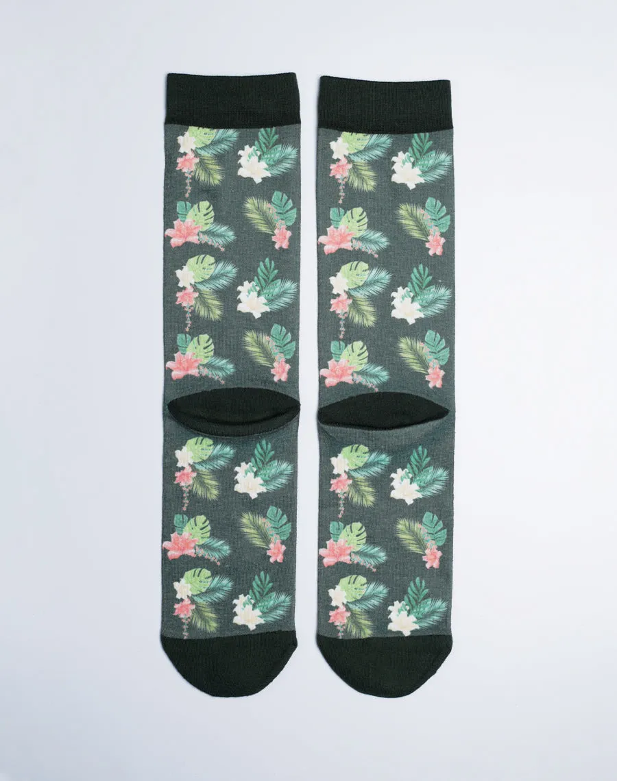 Unisex Flowers & Palms Tropical Printed Crew Socks