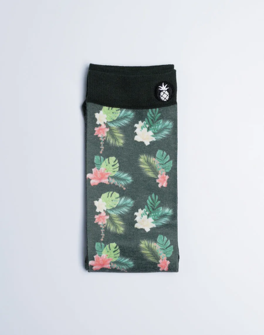 Unisex Flowers & Palms Tropical Printed Crew Socks