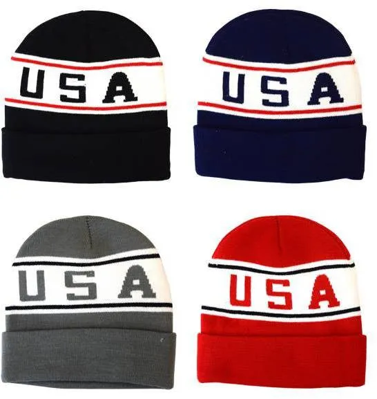 usa logo winter beanie hats Case of 144