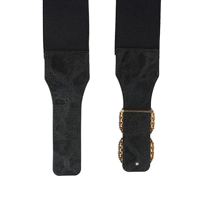 WOMEN BELTS ( Double Square Design Stretchable) BLACK