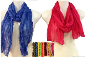 women's light weight ruffle scarves solid color Case of 24