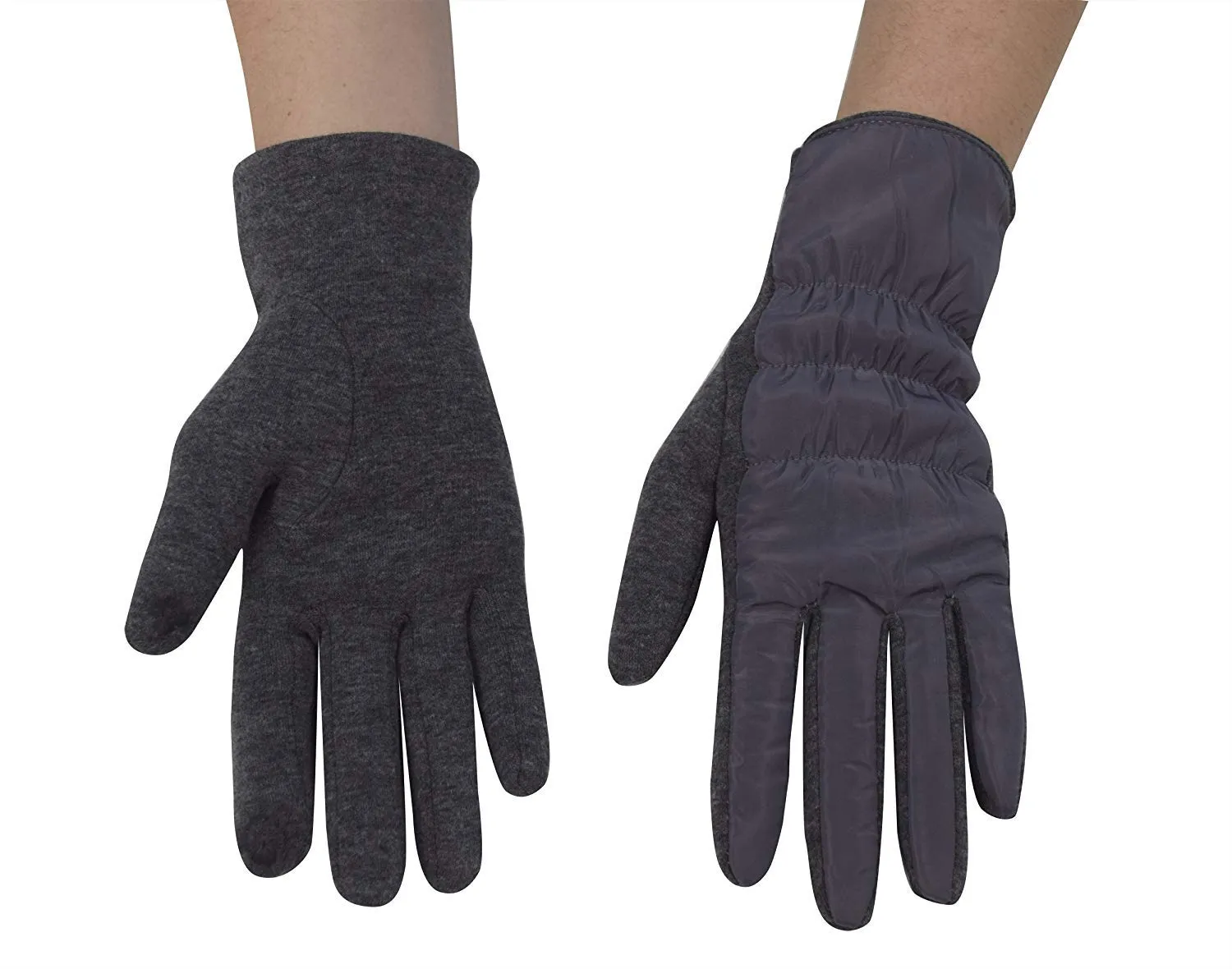 Womens Texting Touchscreen Fleece Lined Winter Driving Gloves (Grey)