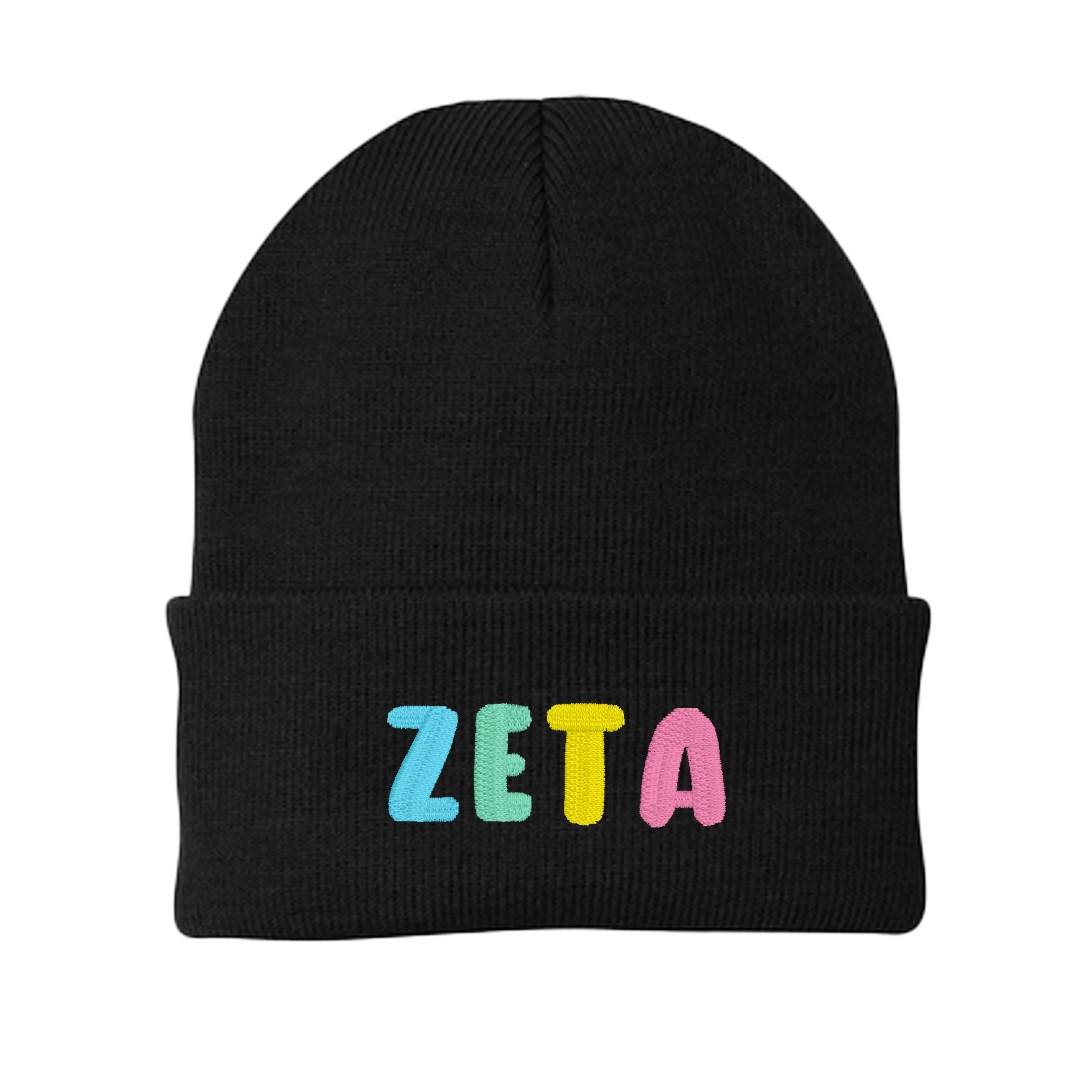 Zeta Tau Alpha Bubble Embroidered Beanie - Zeta Pastel