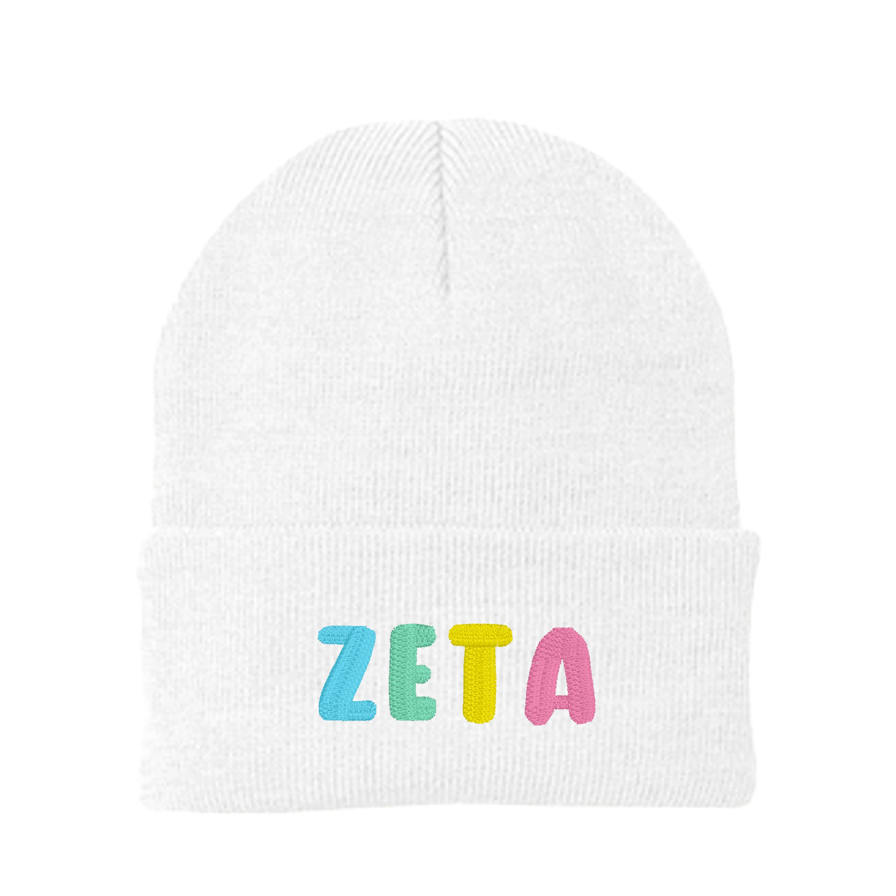 Zeta Tau Alpha Bubble Embroidered Beanie - Zeta Pastel